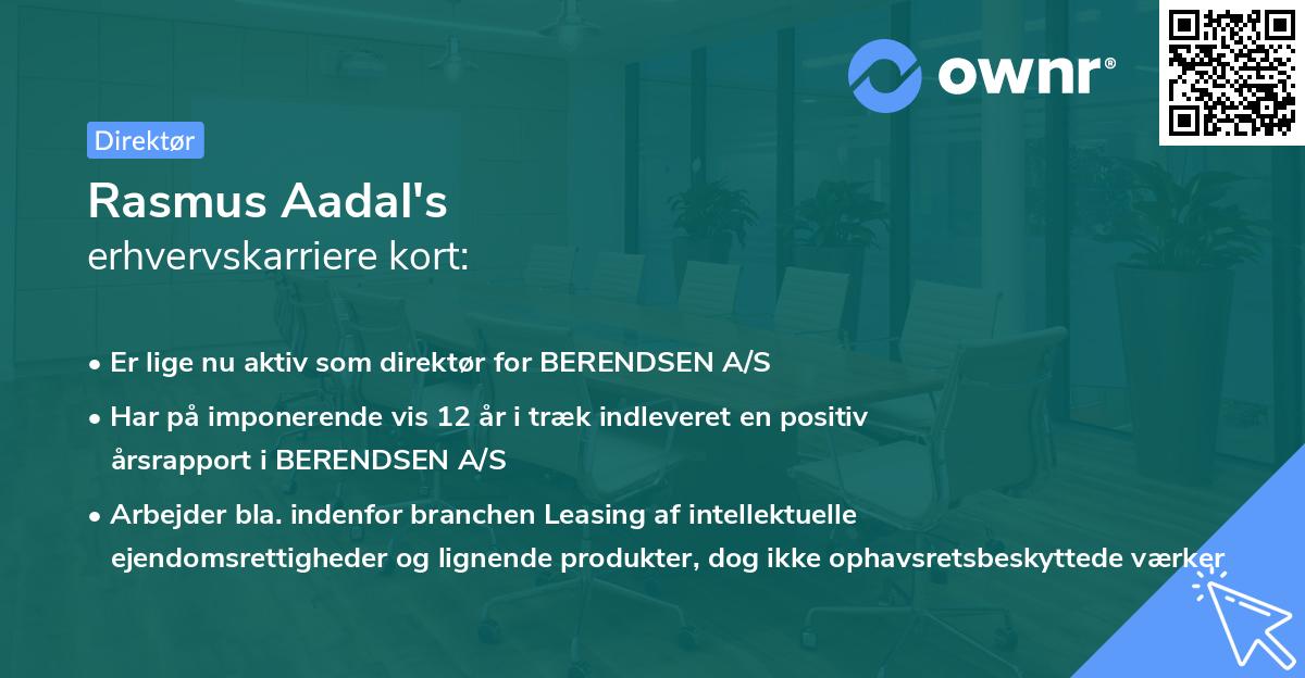 Rasmus Aadal's erhvervskarriere kort