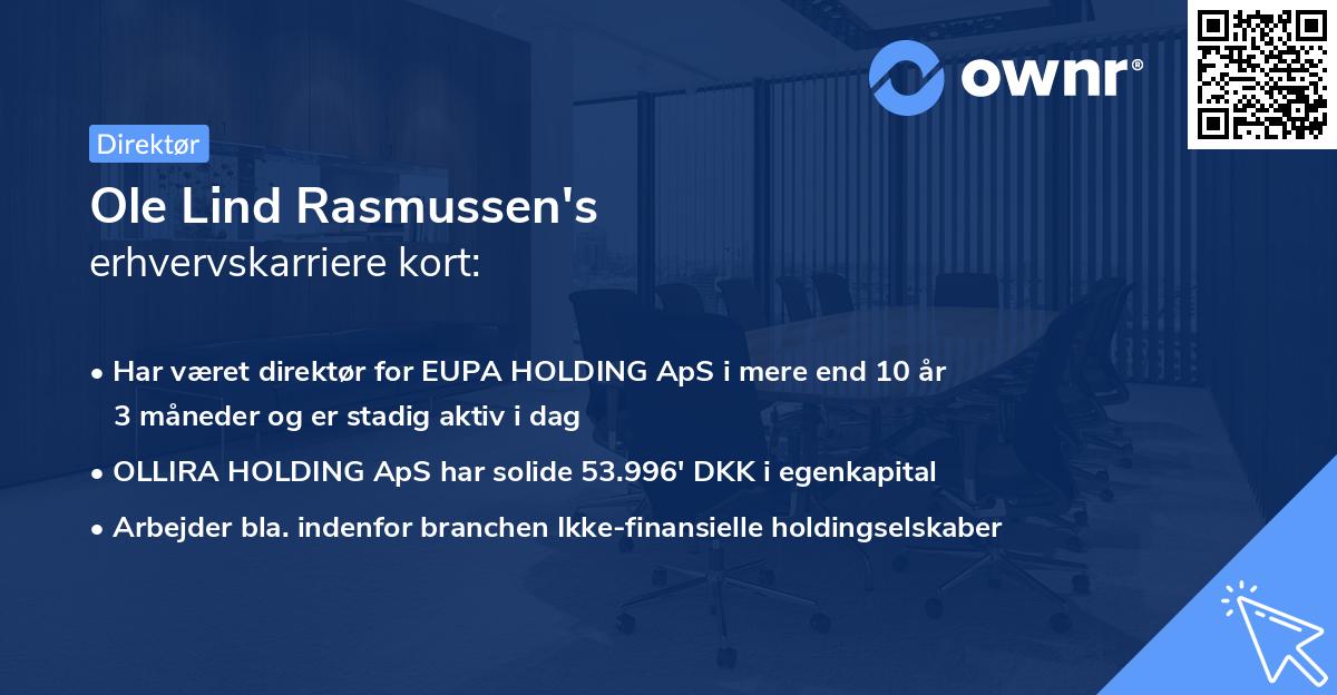 Ole Lind Rasmussen's erhvervskarriere kort