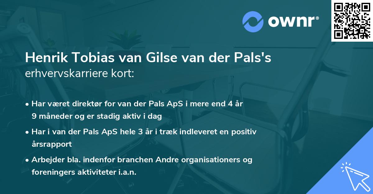 Henrik Tobias van Gilse van der Pals's erhvervskarriere kort