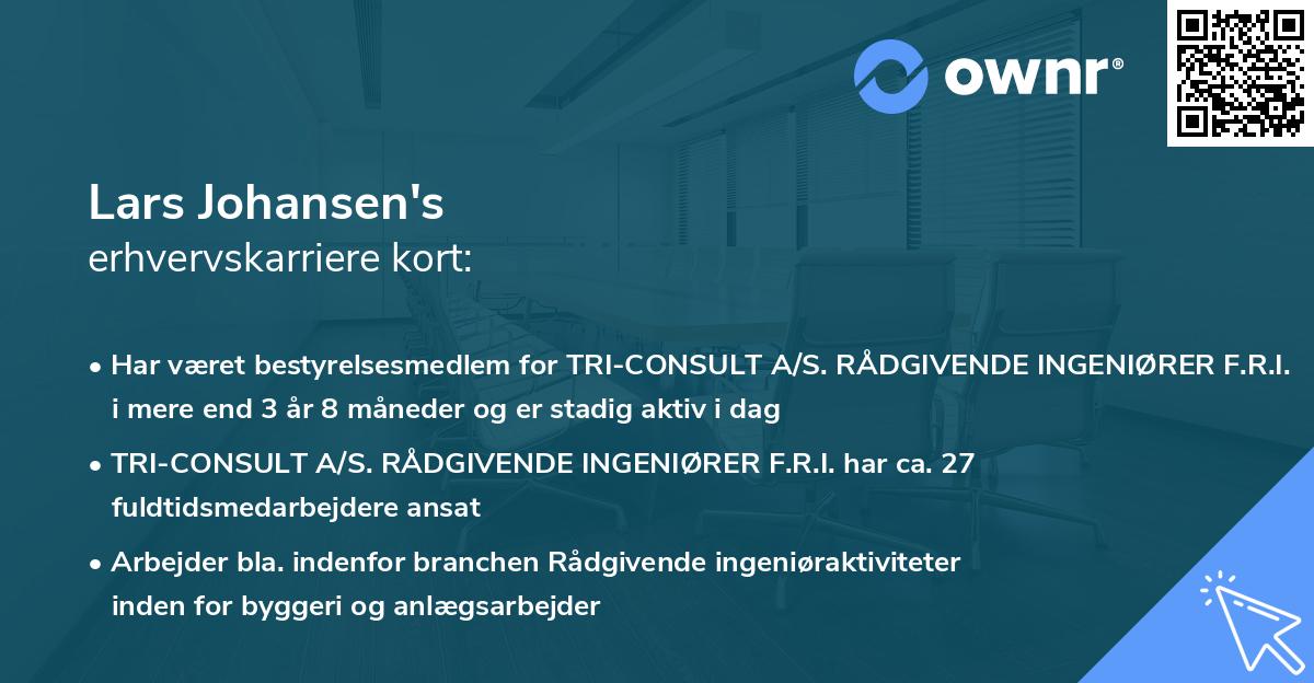 Lars Johansen's erhvervskarriere kort