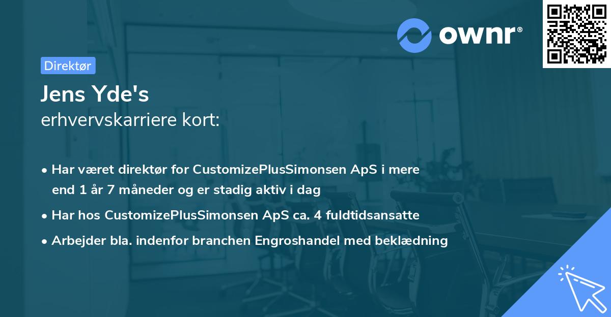 Jens Yde's erhvervskarriere kort