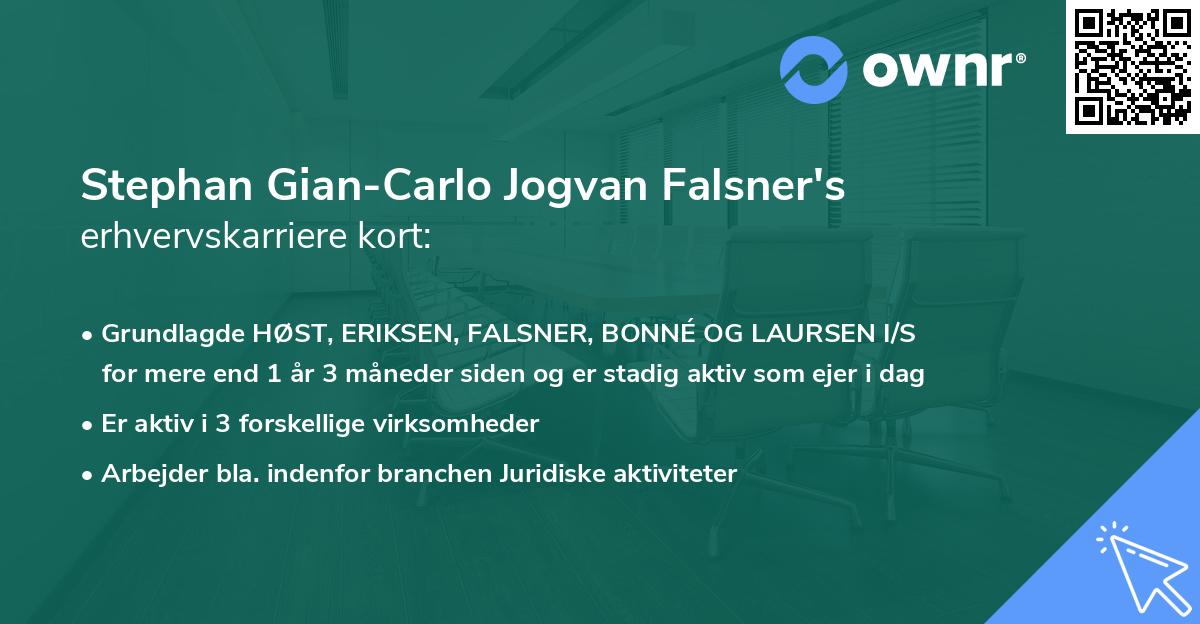 Stephan Gian-Carlo Jogvan Falsner's erhvervskarriere kort