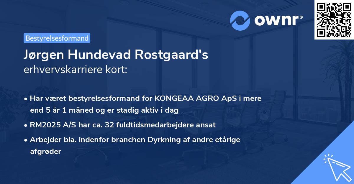 Jørgen Hundevad Rostgaard's erhvervskarriere kort