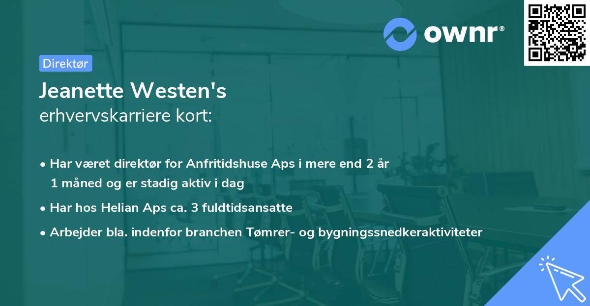 Jeanette Westen's erhvervskarriere kort
