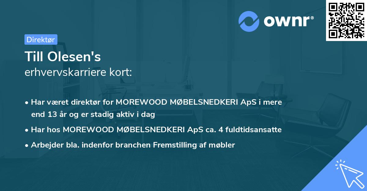 Till Olesen's erhvervskarriere kort
