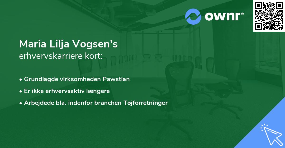 Maria Lilja Vogsen's erhvervskarriere kort