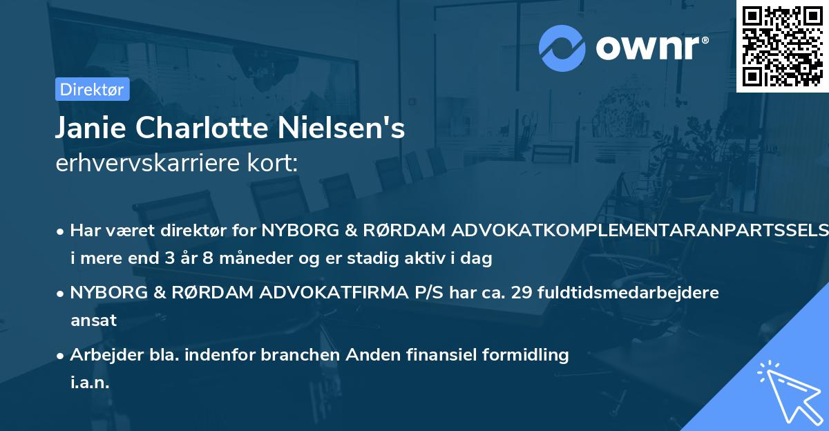 Janie Charlotte Nielsen's erhvervskarriere kort