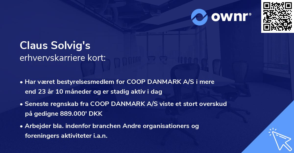 Claus Solvig's erhvervskarriere kort