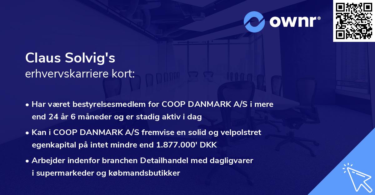 Claus Solvig's erhvervskarriere kort