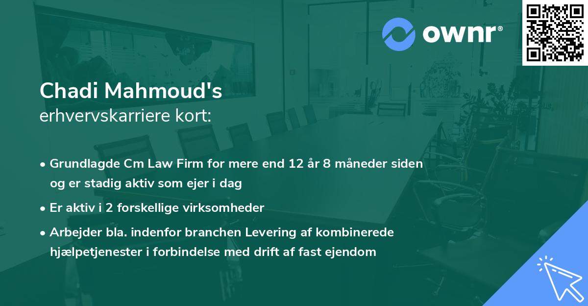 Chadi Mahmoud's erhvervskarriere kort