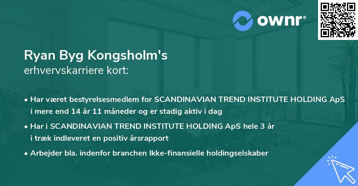 Ryan Byg Kongsholm's erhvervskarriere kort