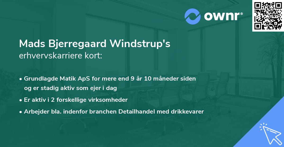 Mads Bjerregaard Windstrup's erhvervskarriere kort