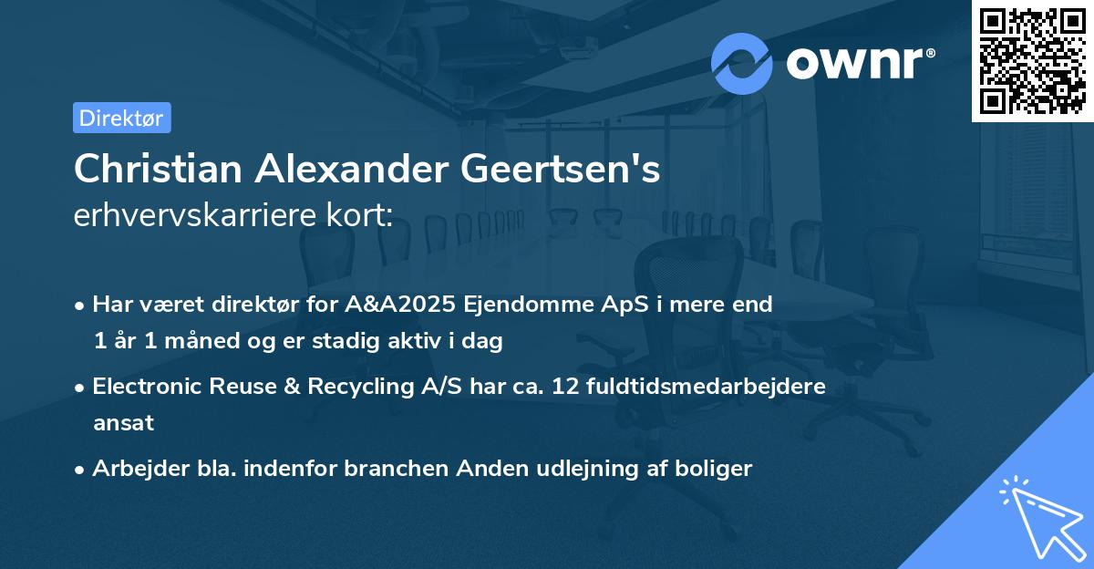 Christian Alexander Geertsen's erhvervskarriere kort