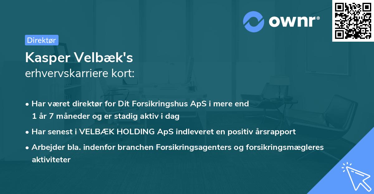 Kasper Velbæk's erhvervskarriere kort
