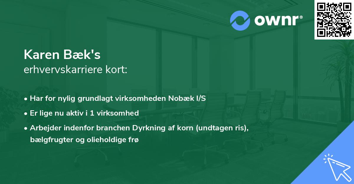 Karen Bæk's erhvervskarriere kort