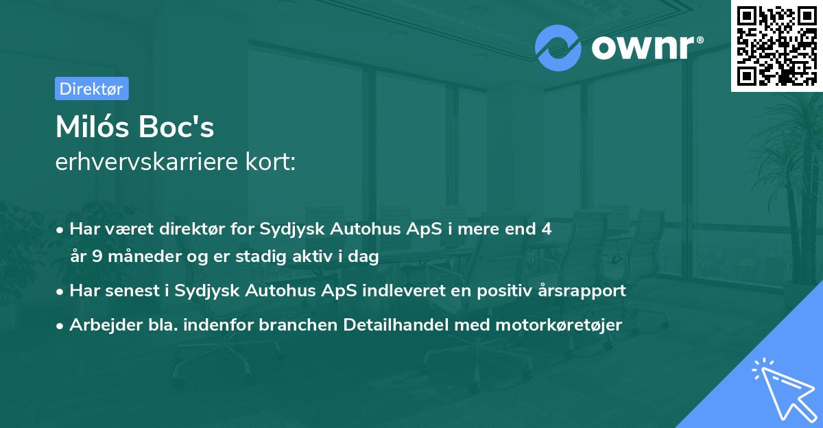 Milós Boc's erhvervskarriere kort
