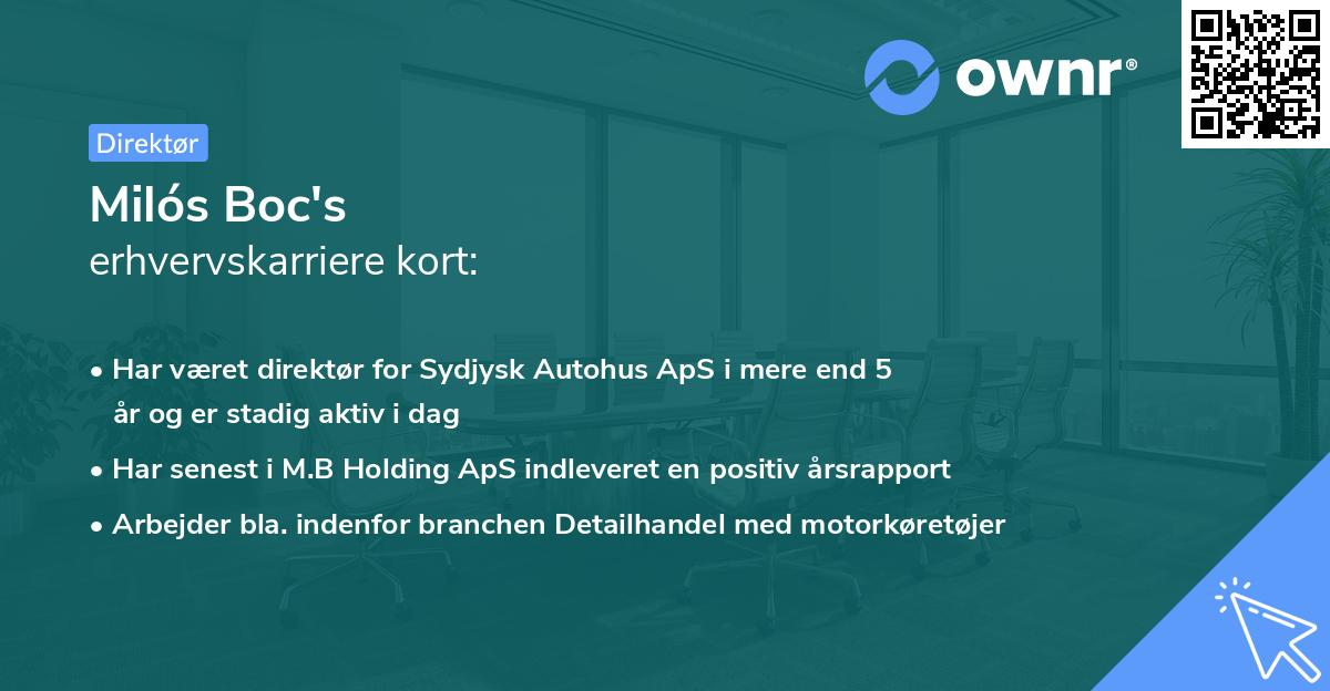 Milós Boc's erhvervskarriere kort