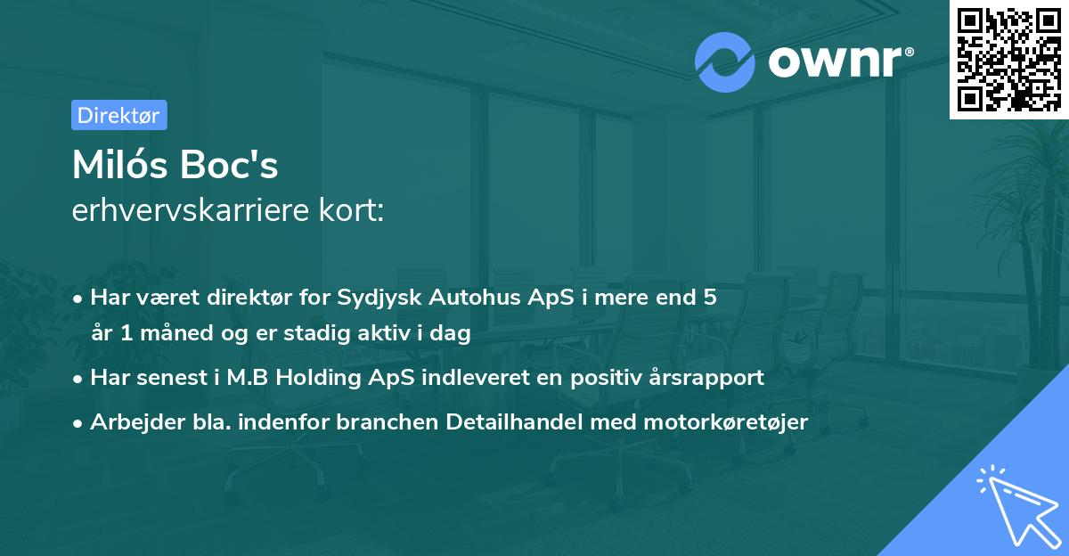 Milós Boc's erhvervskarriere kort