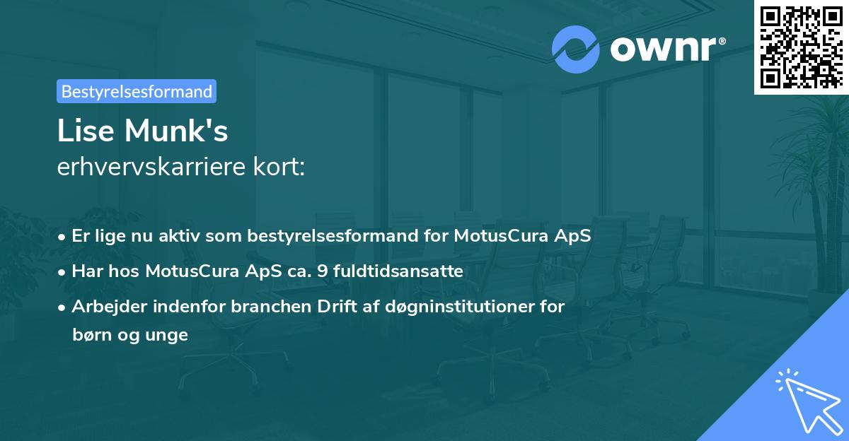 Lise Munk's erhvervskarriere kort