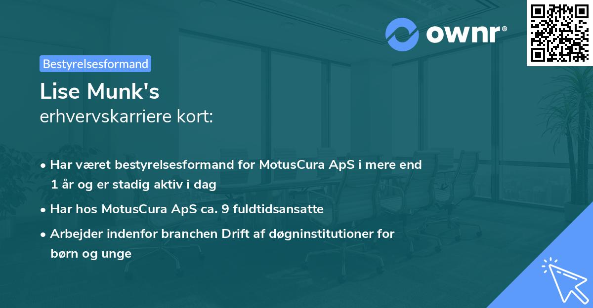 Lise Munk's erhvervskarriere kort