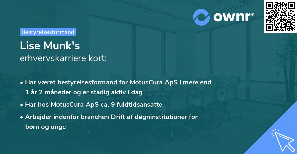 Lise Munk's erhvervskarriere kort
