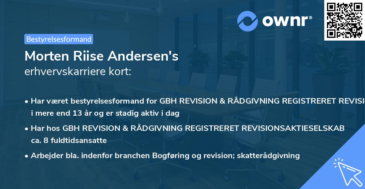Morten Riise Andersen's erhvervskarriere kort