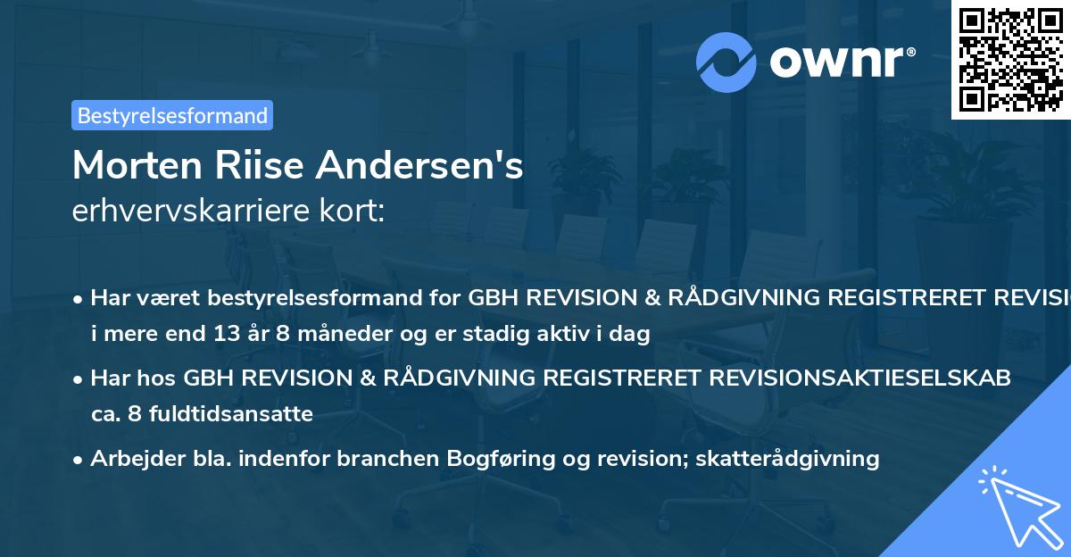 Morten Riise Andersen's erhvervskarriere kort