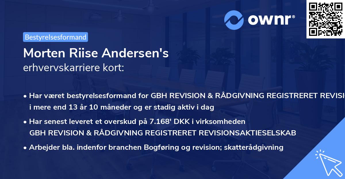 Morten Riise Andersen's erhvervskarriere kort