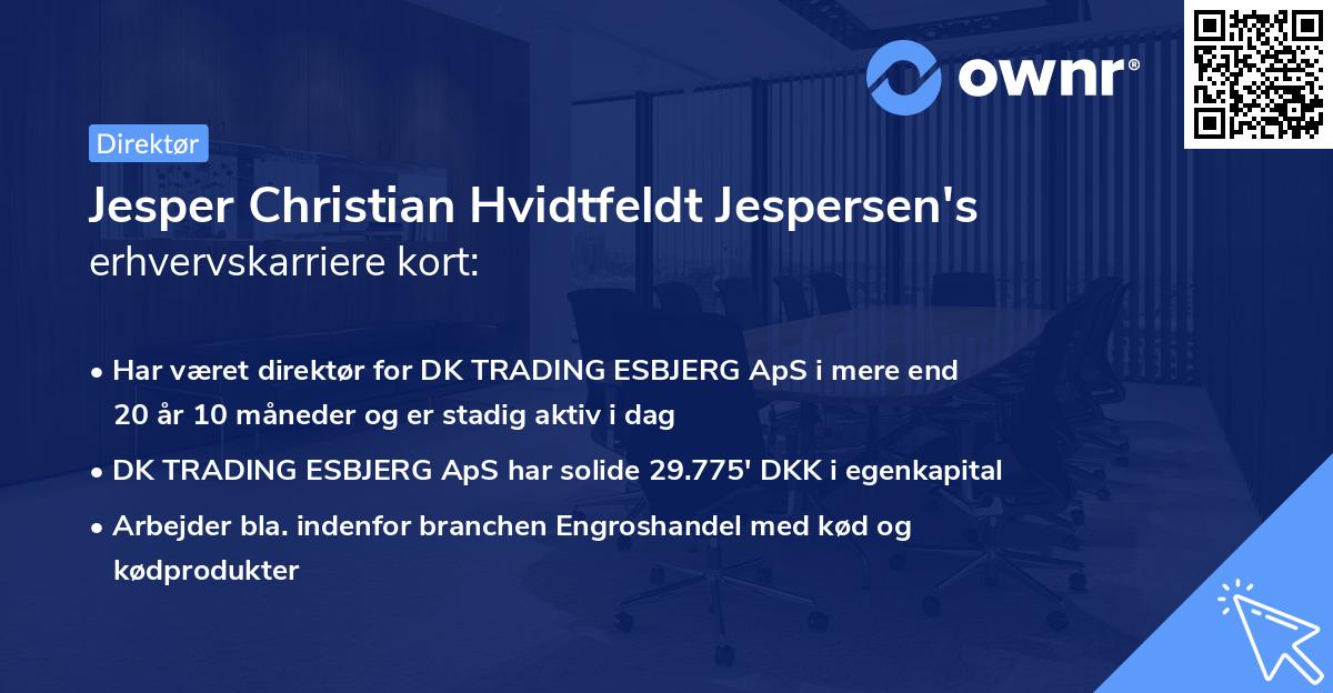 Jesper Christian Hvidtfeldt Jespersen's erhvervskarriere kort