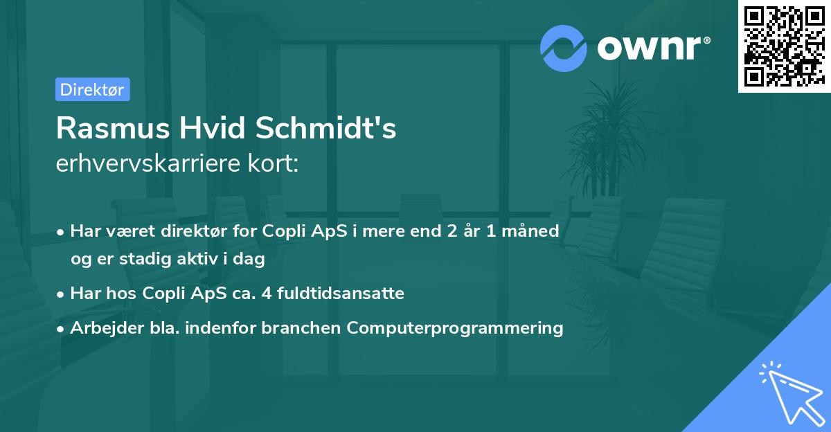 Rasmus Hvid Schmidt's erhvervskarriere kort