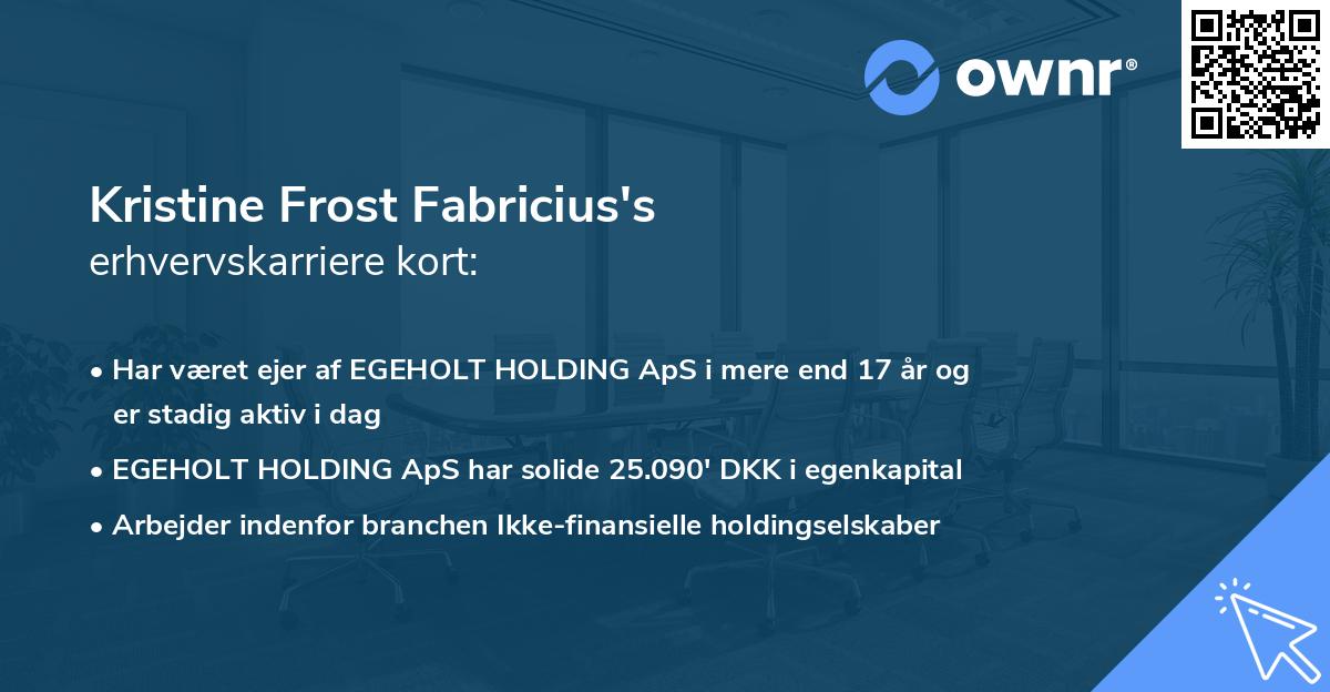 Kristine Frost Fabricius's erhvervskarriere kort