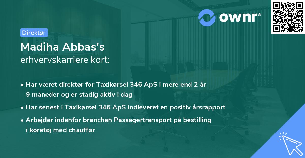 Madiha Abbas's erhvervskarriere kort