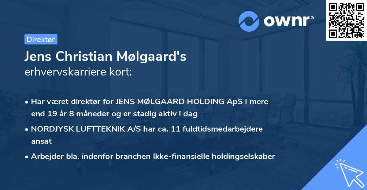 Jens Christian Mølgaard's erhvervskarriere kort