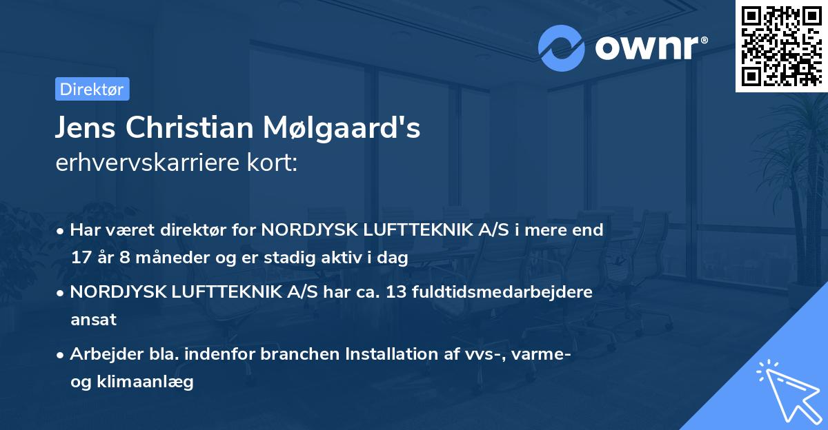 Jens Christian Mølgaard's erhvervskarriere kort