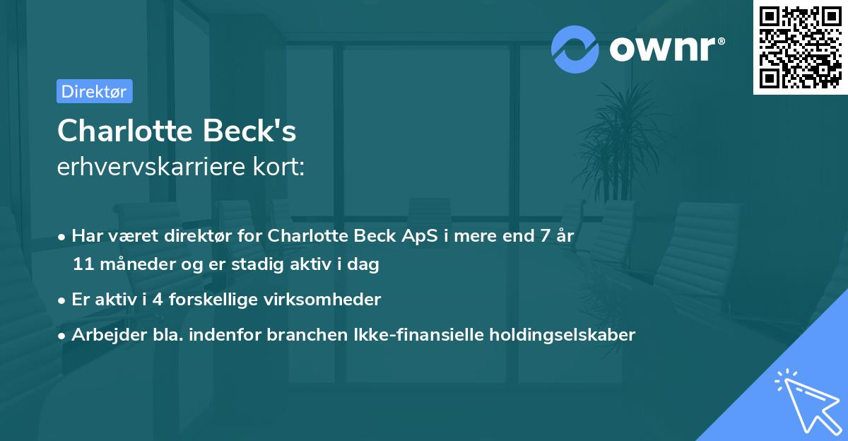 Charlotte Beck's erhvervskarriere kort