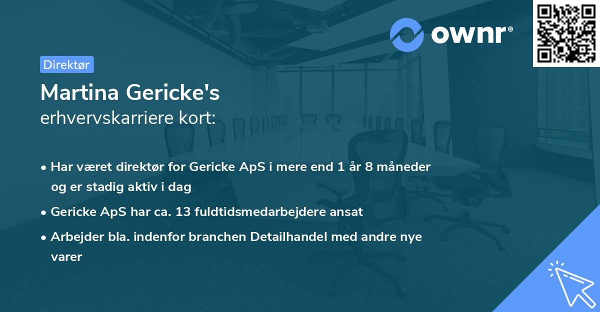 Martina Gericke's erhvervskarriere kort
