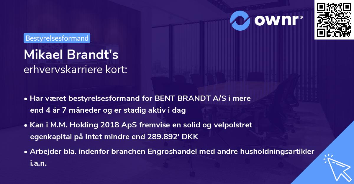 Mikael Brandt's erhvervskarriere kort