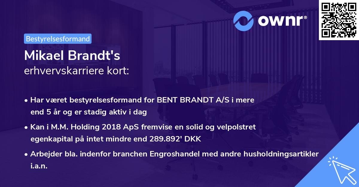Mikael Brandt's erhvervskarriere kort