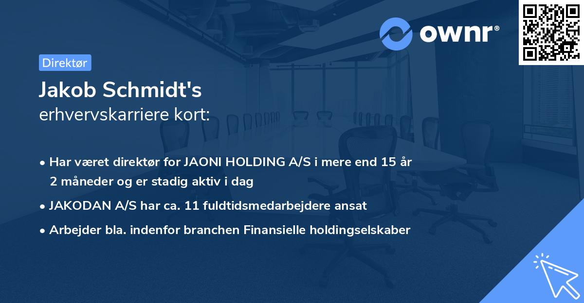 Jakob Schmidt's erhvervskarriere kort