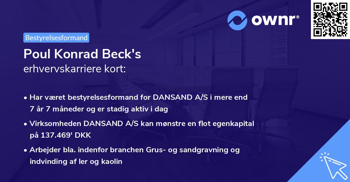 Poul Konrad Beck's erhvervskarriere kort