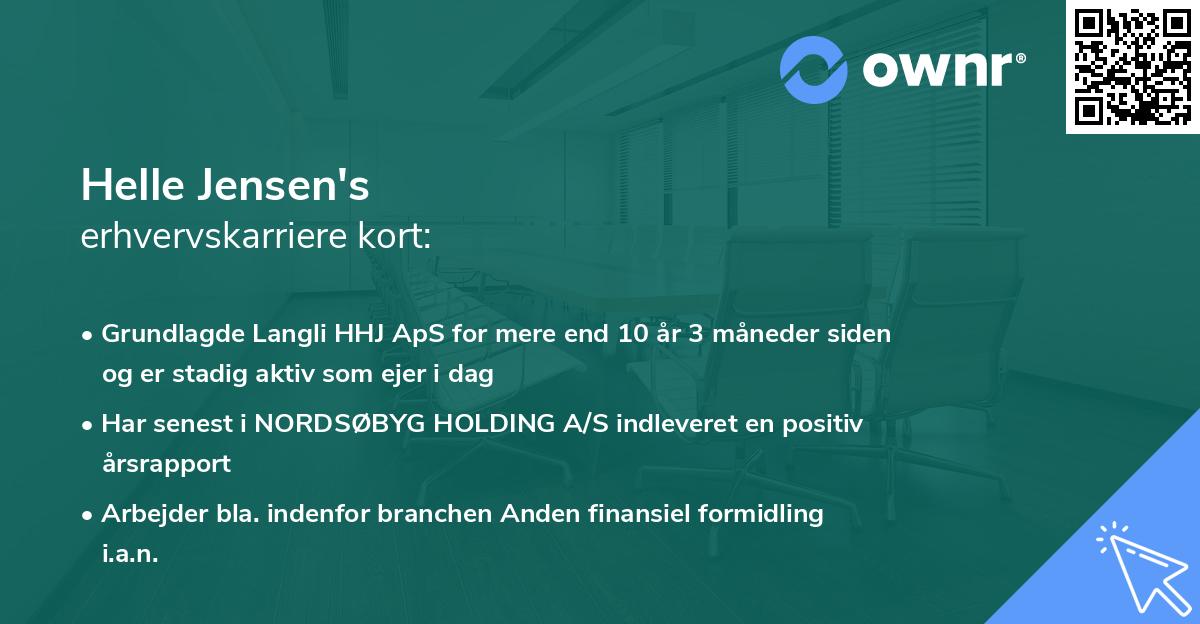 Helle Jensen's erhvervskarriere kort