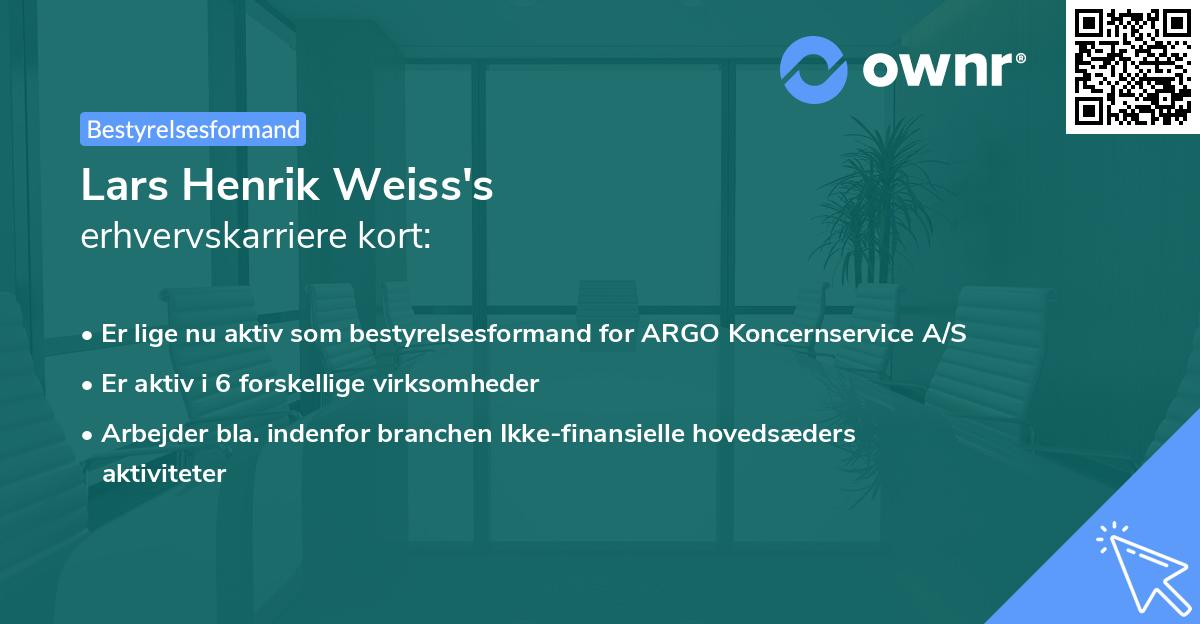 Lars Henrik Weiss's erhvervskarriere kort