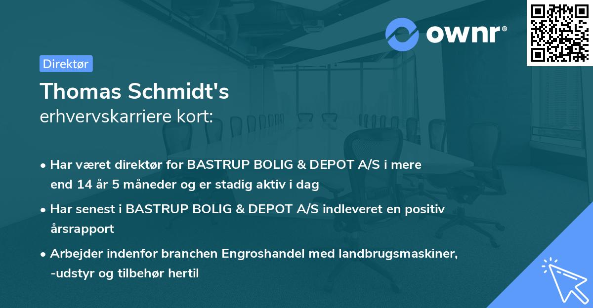 Thomas Schmidt's erhvervskarriere kort