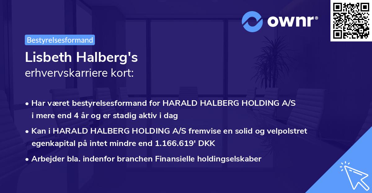 Lisbeth Halberg's erhvervskarriere kort