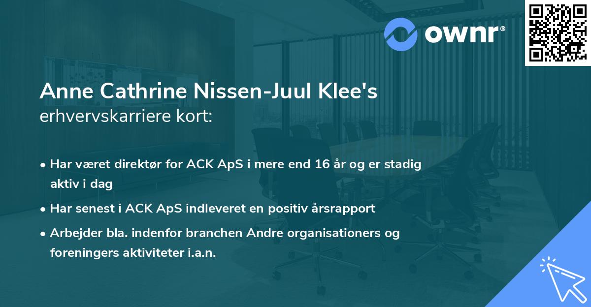 Anne Cathrine Nissen-Juul Klee's erhvervskarriere kort