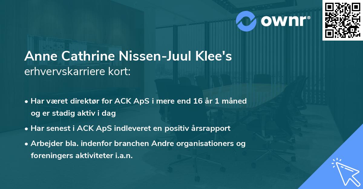 Anne Cathrine Nissen-Juul Klee's erhvervskarriere kort