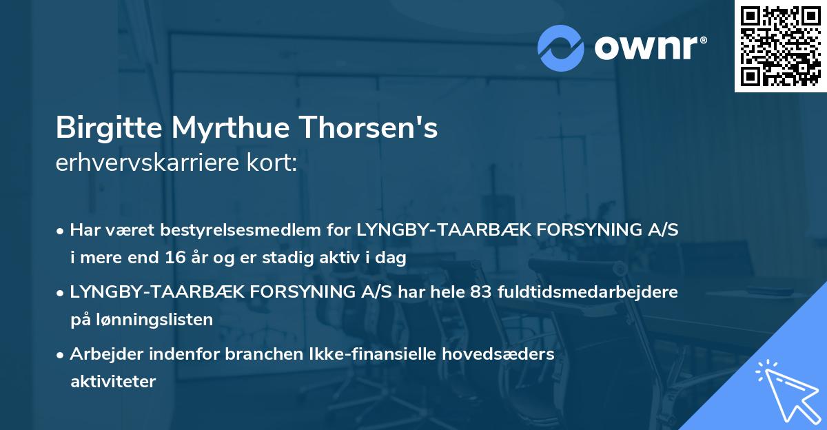 Birgitte Myrthue Thorsen's erhvervskarriere kort
