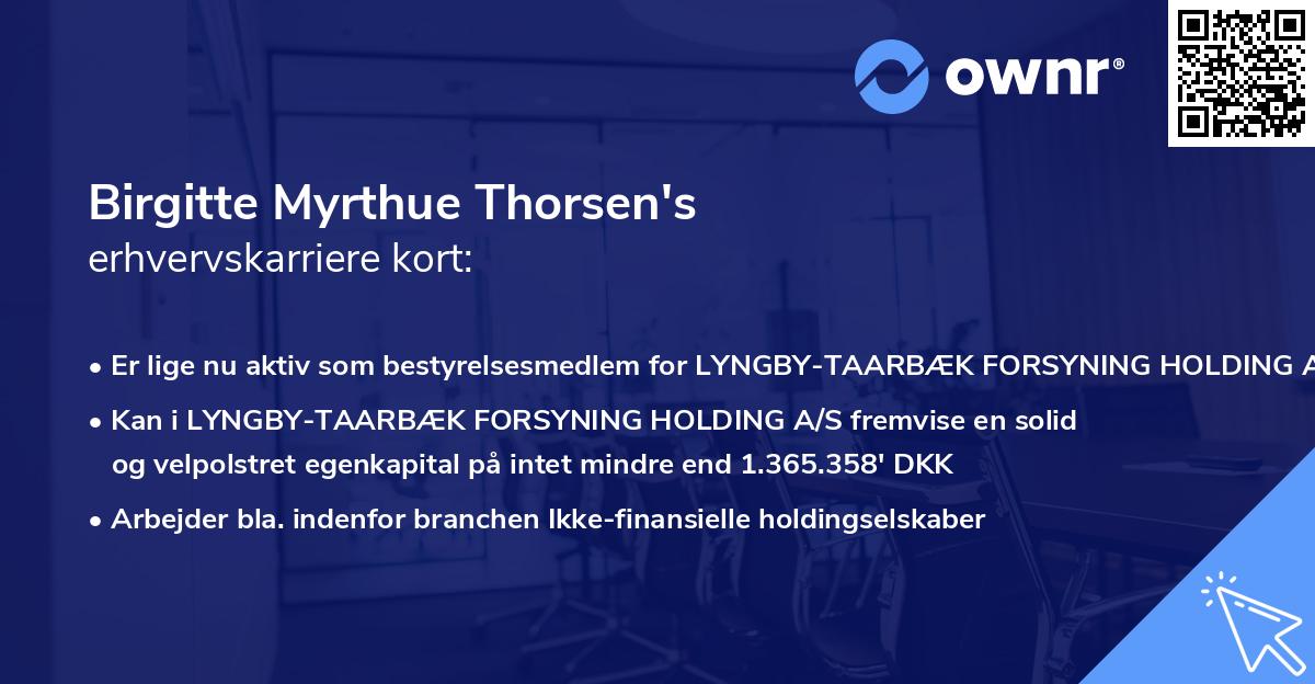 Birgitte Myrthue Thorsen's erhvervskarriere kort