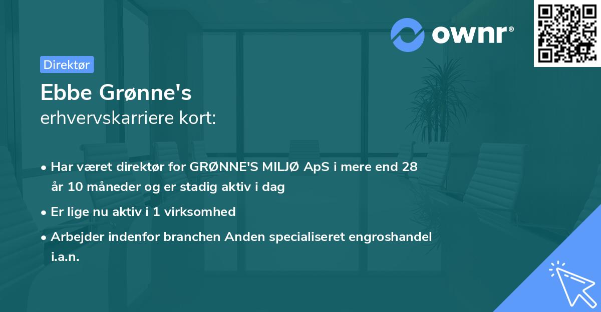 Ebbe Grønne's erhvervskarriere kort
