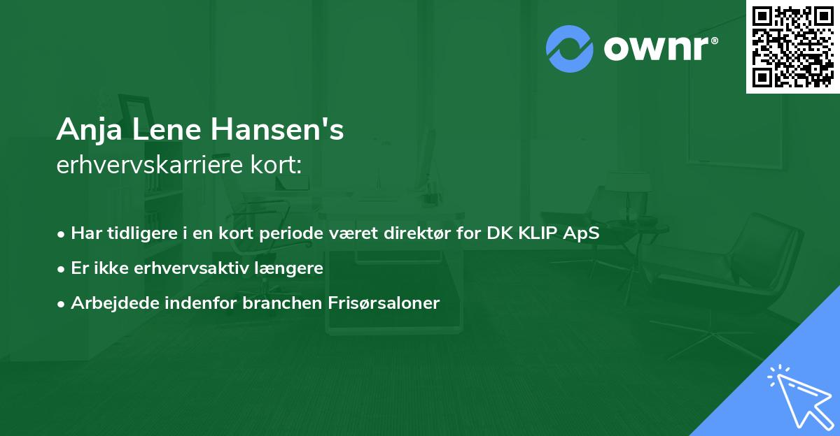 Anja Lene Hansen's erhvervskarriere kort